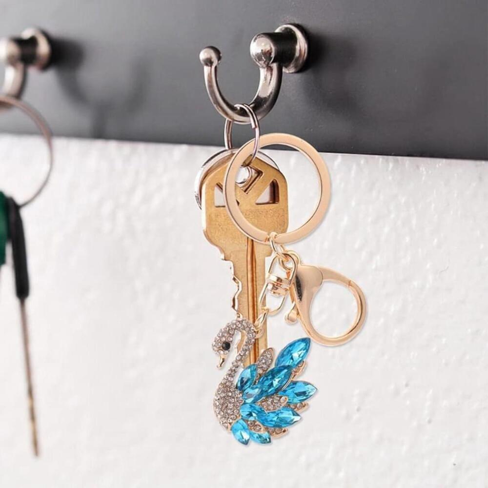 Swan Shaped Keychain In Blue - Picture 8 of 9